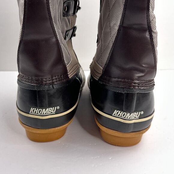 Khombu Boots Womens Size 11 Brown Gray Faux Fur Tall Lace Up Snow Duck Winter - Picture 7 of 13